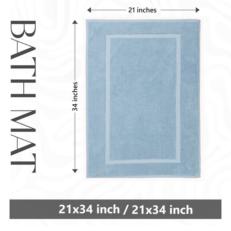 HILLFAIR 900 GSM-Hotel-Spa Tub-Shower Bath Floor Towels - (2 Pack, Sea Green, 21 Inch by 34 Inch) - 100% Cotton Floor Towels Machine Washable Cotton Terry Bath mat Rugs - 2 Piece Towel Set - Image 3
